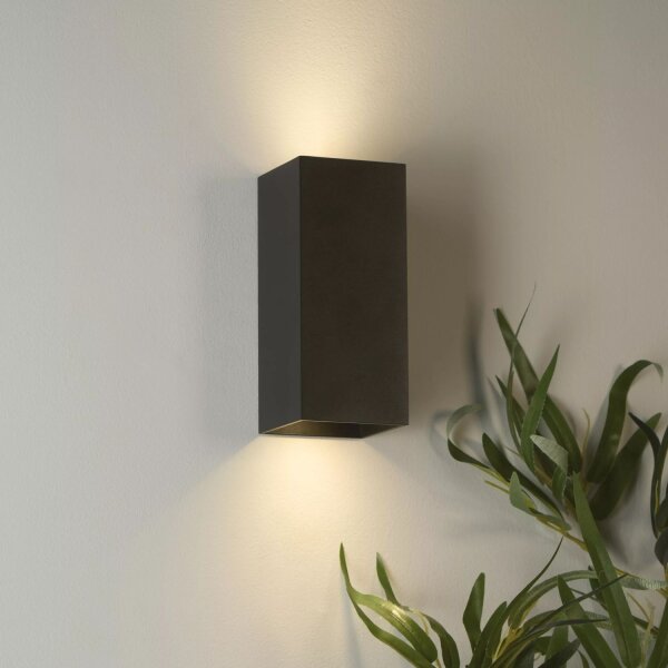 Wandlampe Up Down Aluminium Sandschwarz GU10 eckig