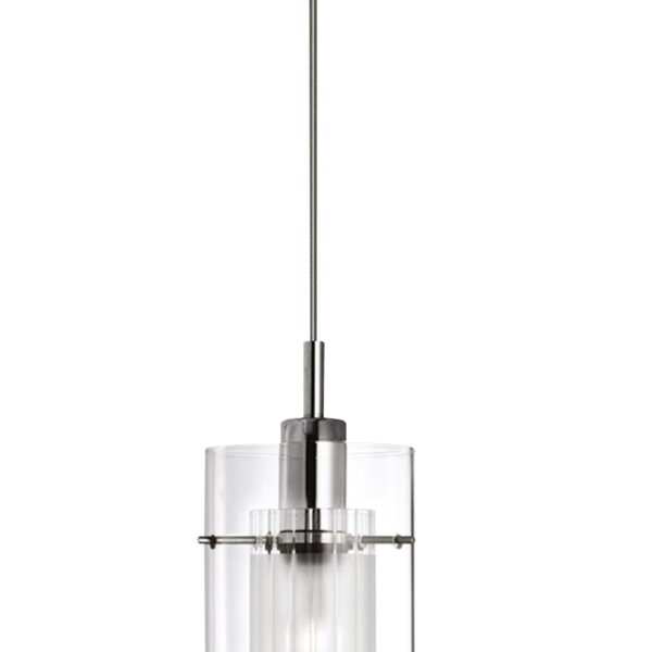 Hängelampe Glas Metall Silber E14 L:13 cm Zylinder klar