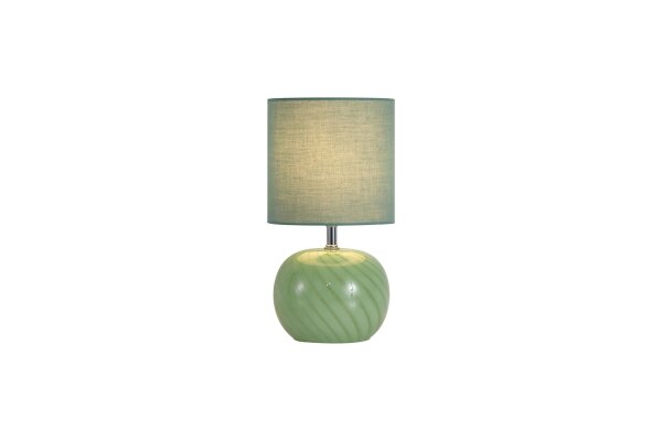 Tischleuchte Glas Stoff Grün E27 Ø16 cm Zylinder modern