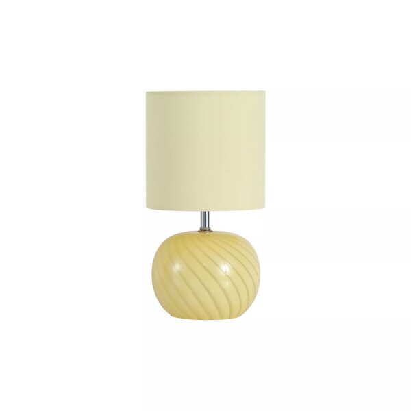 Tischleuchte Glas Stoffschirm Gelb E27 Ø16 cm Schalter
