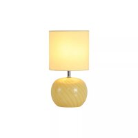 Tischleuchte Glas Stoffschirm Gelb E27 &Oslash;16 cm Schalter