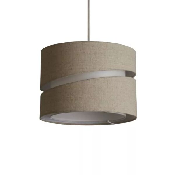 Lampenschirm Leinen Beige Weiß E14 E27 Ø28 cm Trommel