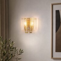 Wandleuchte Glas Metall Gold E14 H:18 cm Glasst&auml;be klar