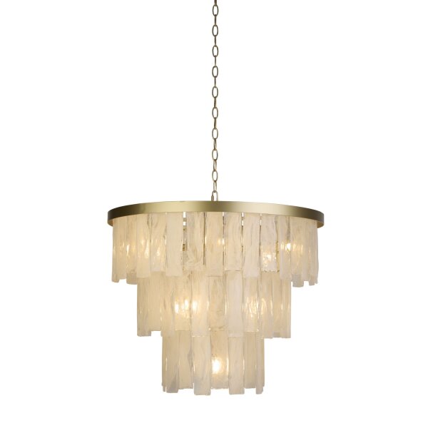 Pendelleuchte Glas Metall Gold Weiß E14 Ø65 cm blendarm