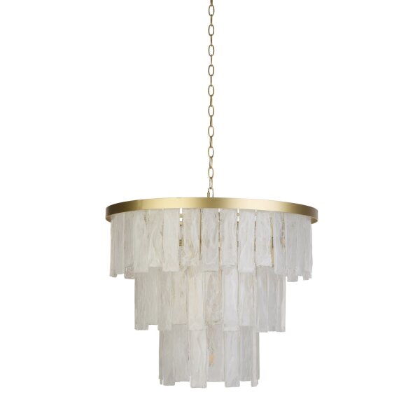 Pendelleuchte Glas Metall Gold Weiß E14 Ø65 cm blendarm