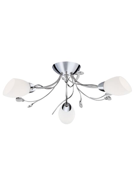 Deckenlampe Glas Metall Kristall Chrom Weiß E14 B:60 cm