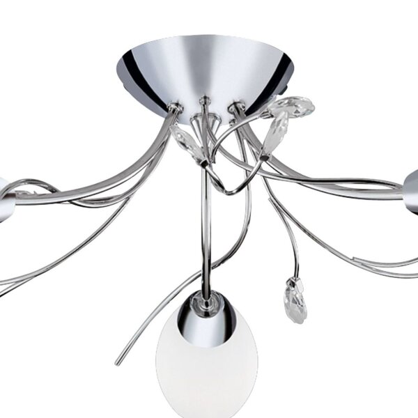 Deckenlampe Glas Metall Kristall Chrom Weiß E14 B:60 cm