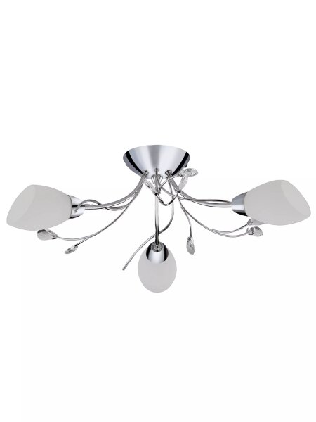 Deckenlampe Glas Metall Kristall Chrom Weiß E14 B:60 cm