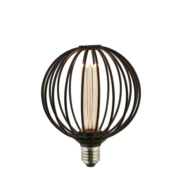 LED Leuchtmittel 1800K Metall Schwarz E27 H:16 cm Käfig