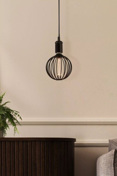 LED Leuchtmittel 1800K Metall Schwarz E27 H:16 cm Käfig