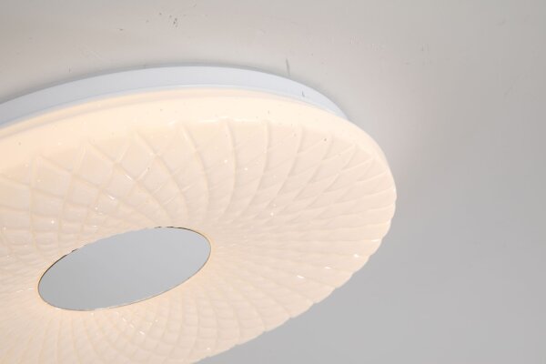 LED Deckenleuchte 3000K Glas Metall Weiß Ø38 cm rund