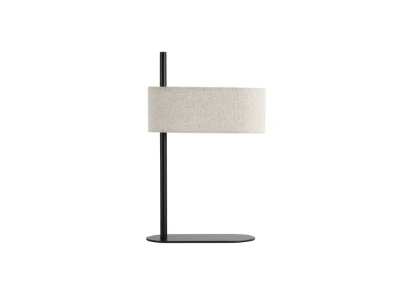 Tischlampe Metall Leinen Schwarz Natur E14 H:43 cm oval