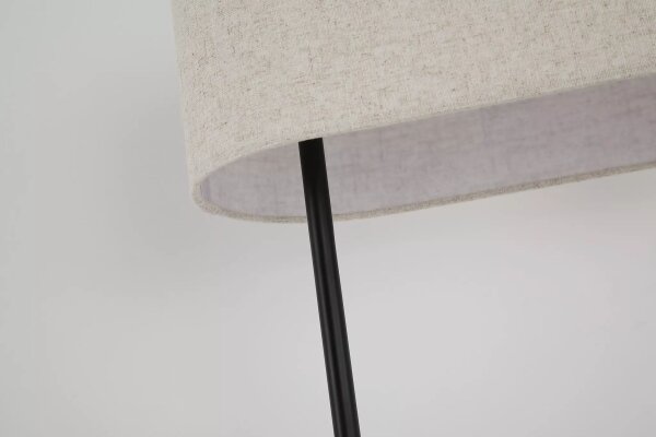 Stehlampe Fußschalter Leinen Schwarz Natur E27 H:142 cm