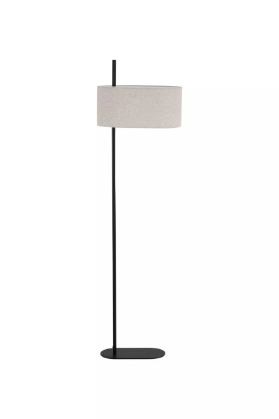 Stehlampe Fußschalter Leinen Schwarz Natur E27 H:142 cm
