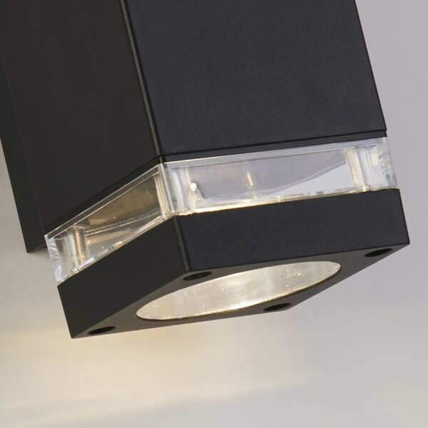 Außenwandleuchte Aluminium Schwarz GU10 IP44 H:23,5 cm
