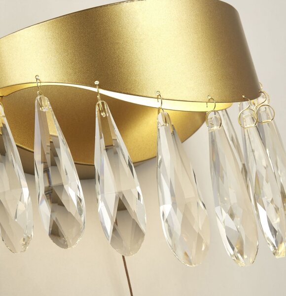 LED Wandleuchte Zugschalter 4000K Kristallglas Gold