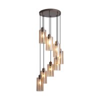 Pendelleuchte Glas Metall Bronze Bernstein E27 &Oslash;40 cm