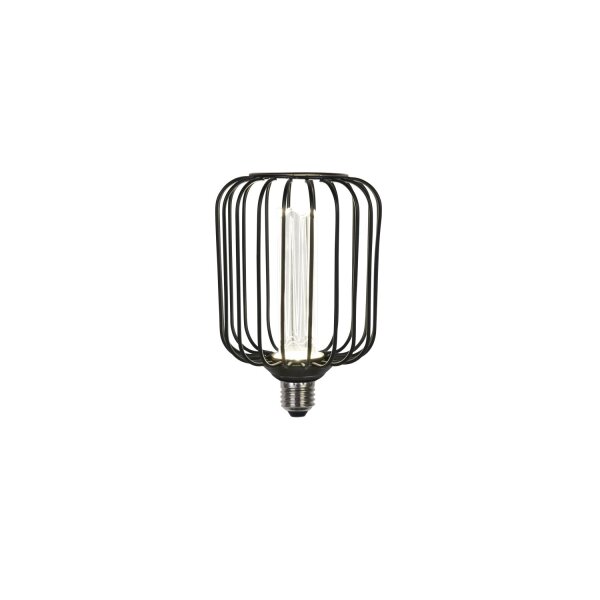 LED Leuchtmittel 4000K Glas Schwarz E27 H:18,5 cm Käfig
