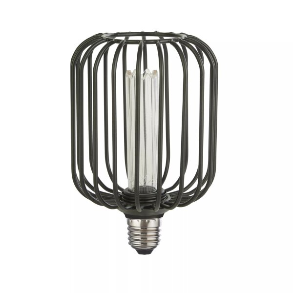 LED Leuchtmittel 4000K Glas Schwarz E27 H:18,5 cm Käfig