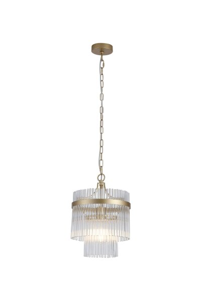 Pendelleuchte Glas Metall Gold E27 Ø26 cm Glasstäbe