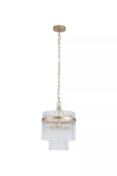 Pendelleuchte Glas Metall Gold E27 Ø26 cm Glasstäbe