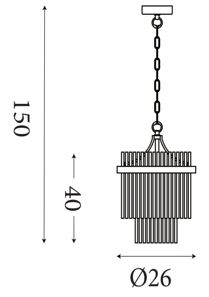 Pendelleuchte Glas Metall Gold E27 Ø26 cm Glasstäbe