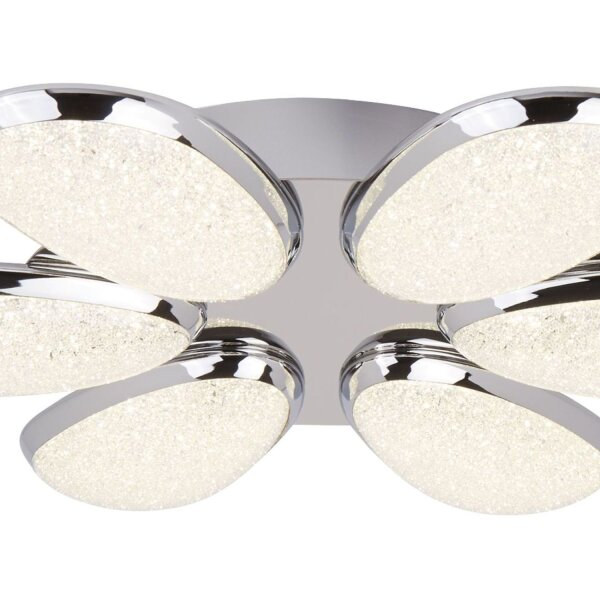 LED Deckenleuchte 4000K Glas Metall Chrom L:52 cm oval