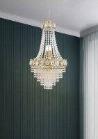 H&auml;ngelampe Glas Metall Kristall Messing E14 &Oslash;40 cm klar