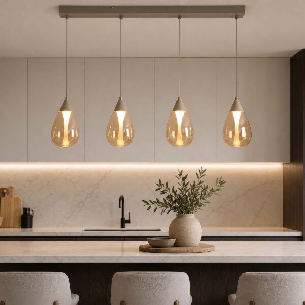 LED Hängelampe 3000K Sandfarben Champagner 4-flammig