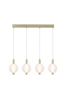 LED H&auml;ngelampe 3000K Glas Metall Messing Wei&szlig; L:81 cm