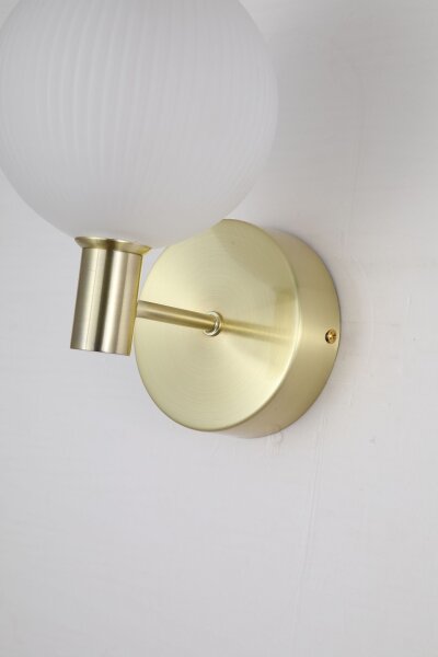LED Wandleuchte 3000K Glas Metall Messing Weiß B:15 cm
