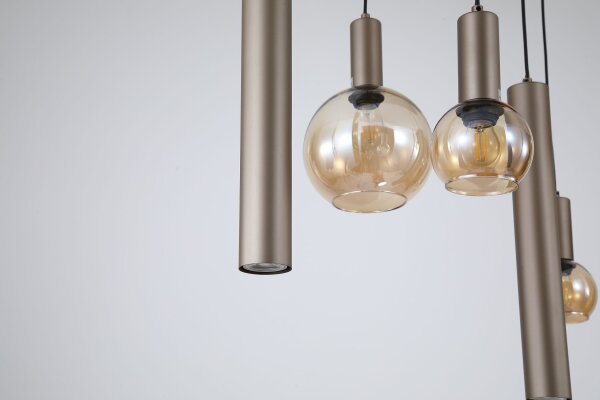 Pendelleuchte Glas Bronze-Braun Bernstein E27 GU10