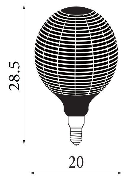 LED Leuchtmittel 1800K Glas Schwarz E27 H:28,5 cm