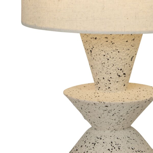 Tischlampe Leinen Stoff Beige E27 H:40,5 cm blendarm
