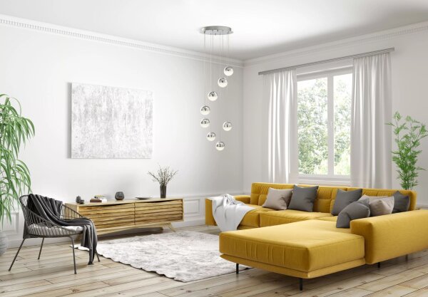 LED Hängelampe 4000K Metall Chrom L:35 cm 8-flammig
