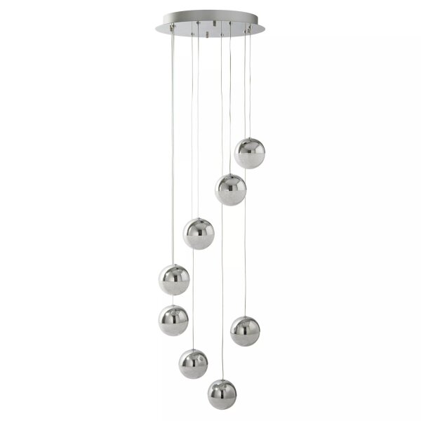 LED Hängelampe 4000K Metall Chrom L:35 cm 8-flammig