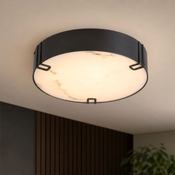 LED Deckenleuchte 3000K Metall Harz Schwarz IP44 Ø35 cm