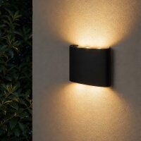 LED Au&szlig;enwandleuchte Up Down 3000K Schwarz IP44 B:17 cm