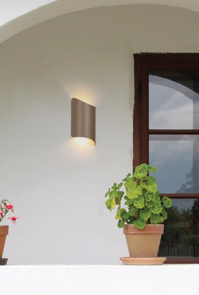 LED Außenleuchte Up Down 3000K Aluminium Glas Gold IP65