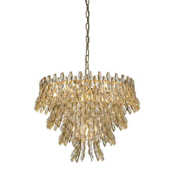 Kronleuchter Glas Metall Gold matt E14 Ø60 cm klassisch