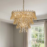Kronleuchter Glas Metall Gold matt E14 &Oslash;60 cm klassisch