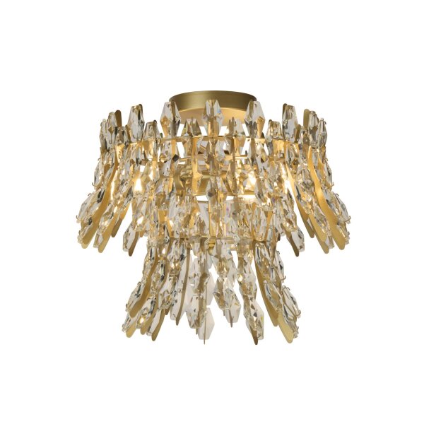 Deckenlampe Glas Metall Kristall Gold matt E14 H:32 cm