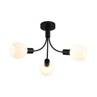 Deckenlampe Glas Metall Schwarz Wei&szlig; E14 L:52 cm modern