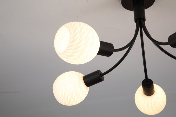 Deckenlampe Glas Metall Schwarz E14 L:56 cm 5-flammig