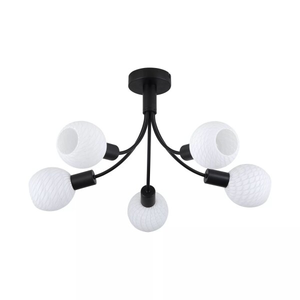 Deckenlampe Glas Metall Schwarz E14 L:56 cm 5-flammig