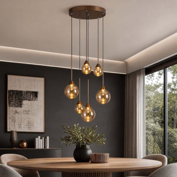 LED Hängelampe 2700-4000K Glas Bronze Champagner Ø50 cm
