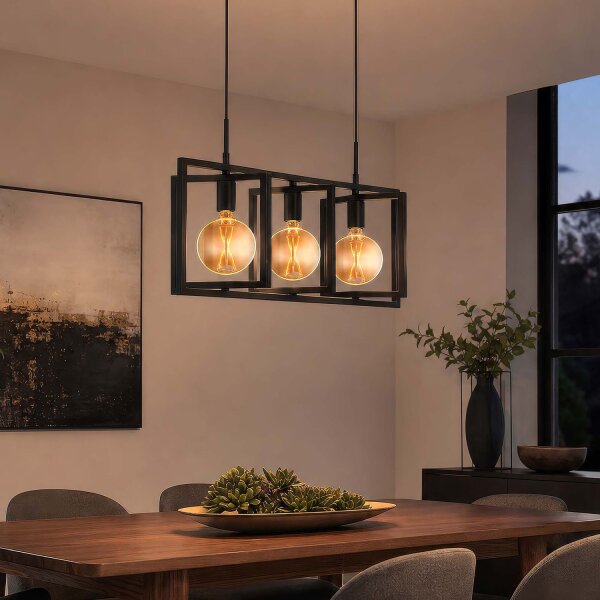 Pendelleuchte Metall Sandschwarz E27 L:86 cm Retro