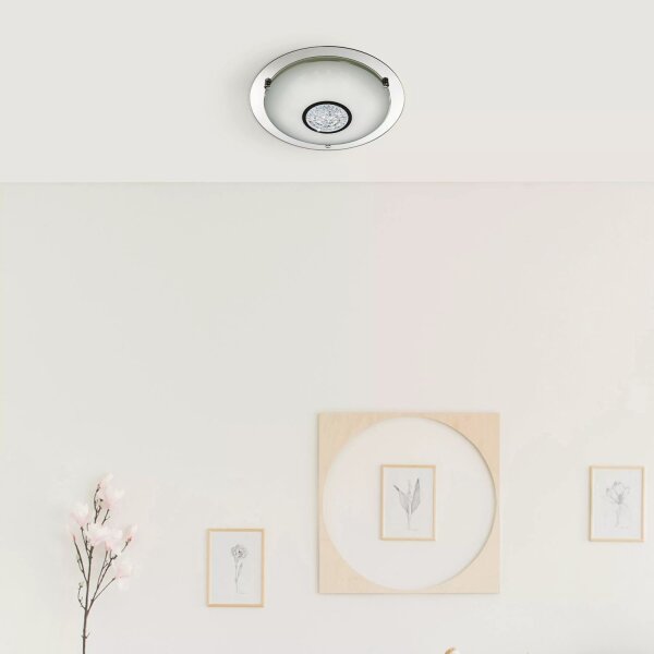 LED Deckenleuchte 4000K Glas Metall Chrom IP44 Ø31 cm