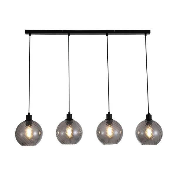 Hängelampe Metall Rauchglas Schwarz E27 L:110 cm modern