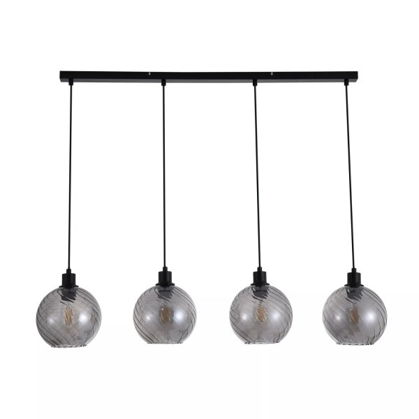 Hängelampe Metall Rauchglas Schwarz E27 L:110 cm modern